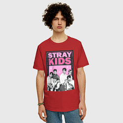 Футболка оверсайз мужская Stray Kids boy band, цвет: красный — фото 2