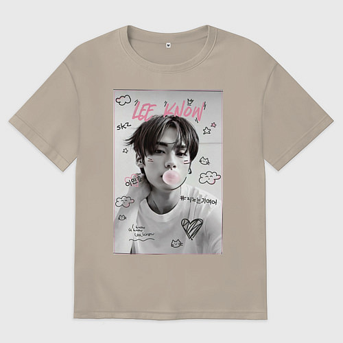 Мужская футболка оверсайз Lee Know Stray Kids / Миндальный – фото 1