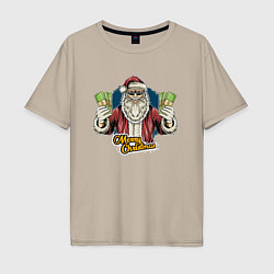 Мужская футболка оверсайз Санта с деньгами