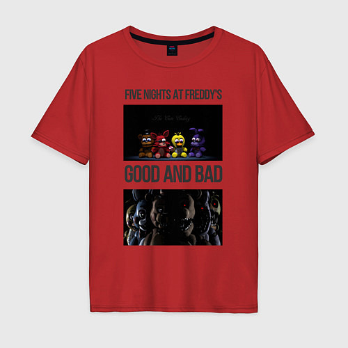 Мужская футболка оверсайз Freddy good and bad / Красный – фото 1