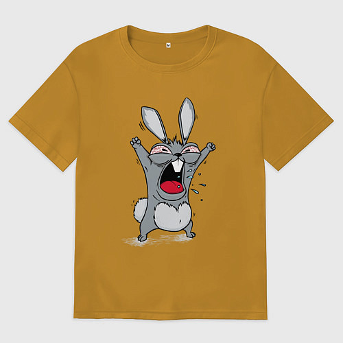Мужская футболка оверсайз Злой заяц / Горчичный – фото 1