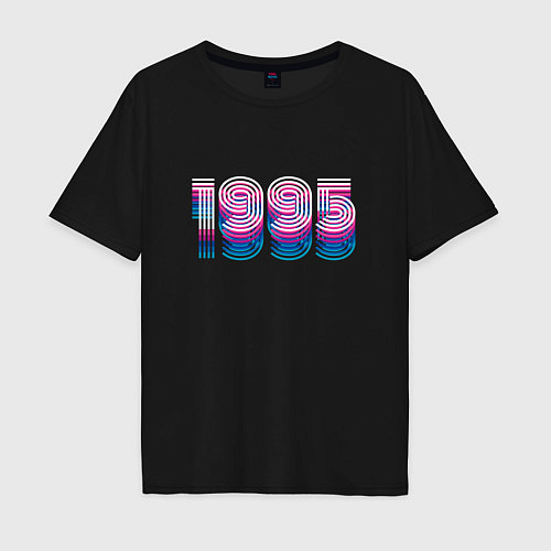 Мужская футболка оверсайз 1995 год ретро неон / Черный – фото 1