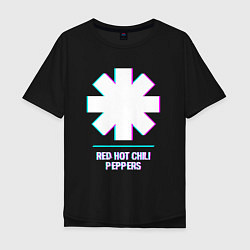 Футболка оверсайз мужская Red Hot Chili Peppers glitch rock, цвет: черный