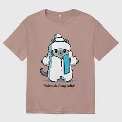 Футболка оверсайз мужская Где этот долбанный кролик?, цвет: пыльно-розовый