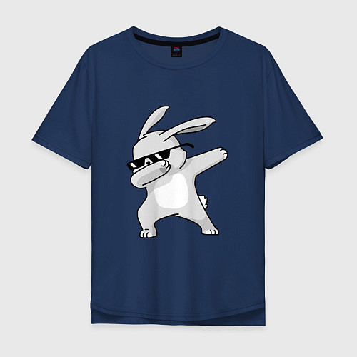 Мужская футболка оверсайз Кролик ДЭБ / Тёмно-синий – фото 1