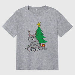 Мужская футболка оверсайз Запутавшийся кот