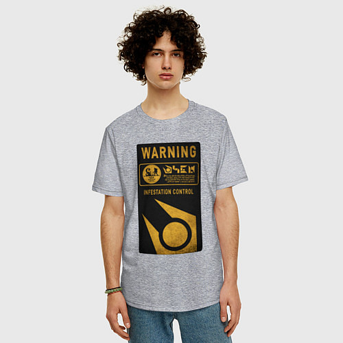 Мужская футболка оверсайз Контроль заражения / Меланж – фото 3