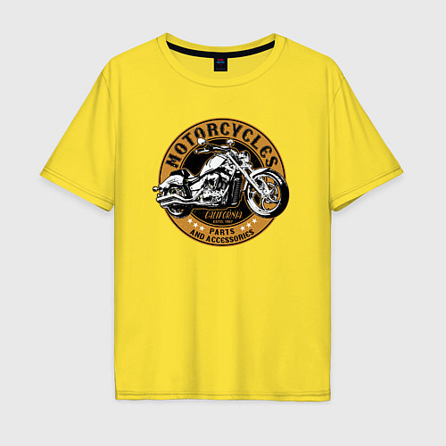 Мужская футболка оверсайз Мотоцикл с литыми дисками / Желтый – фото 1