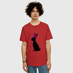 Футболка оверсайз мужская Черный кролик, цвет: красный — фото 2
