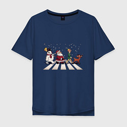 Футболка оверсайз мужская Beatles Christmas, цвет: тёмно-синий