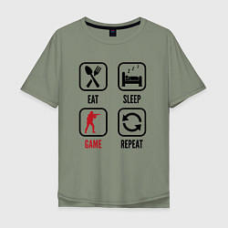 Мужская футболка оверсайз Eat - sleep - Counter Strike - repeat