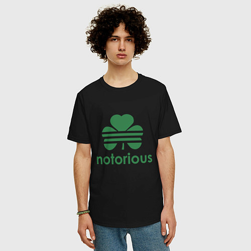 Мужская футболка оверсайз Notorious - Ireland / Черный – фото 3