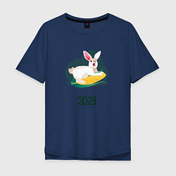 Футболка оверсайз мужская Кролик 2023, цвет: тёмно-синий
