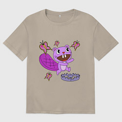 Футболка оверсайз мужская Toothy trap, цвет: миндальный