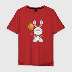 Мужская футболка оверсайз Кролик с воздушной морковкой
