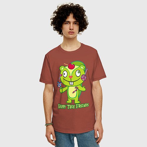 Мужская футболка оверсайз Nutty / Кирпичный – фото 3