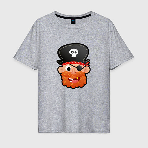 Мужская футболка оверсайз Мультяшный пират / Меланж – фото 1