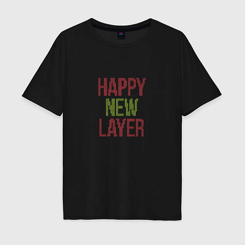 Мужская футболка оверсайз Happy New Layer / Черный – фото 1