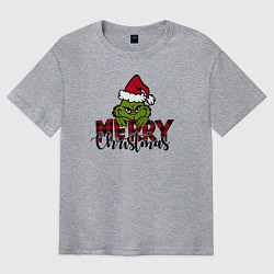 Футболка оверсайз мужская Гринч Merry Christmas, цвет: меланж