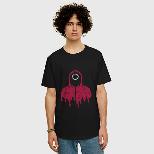 Мужская футболка оверсайз Squid game man / Черный – фото 3