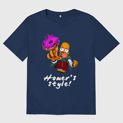 Мужская футболка оверсайз Гомер Симпсон тянется за пончиком
