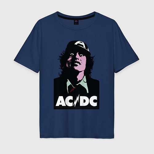 Мужская футболка оверсайз Angus young - ACDC / Тёмно-синий – фото 1