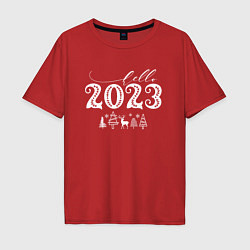 Футболка оверсайз мужская Hello New Year 2023, цвет: красный