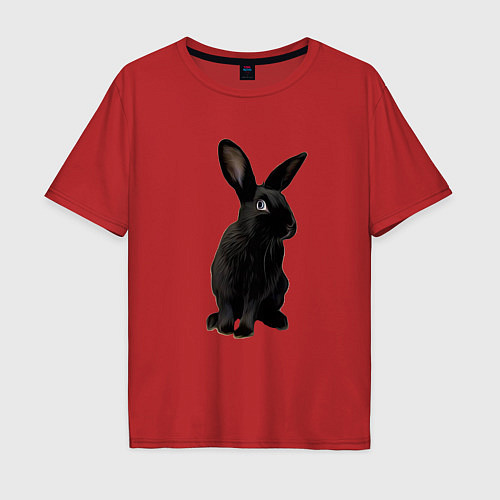 Мужская футболка оверсайз Черный кролик на счастье / Красный – фото 1