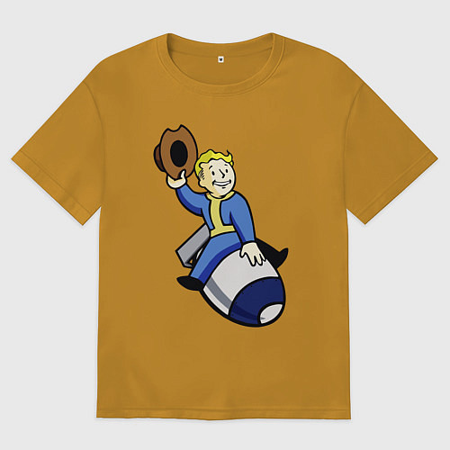 Мужская футболка оверсайз Vault boy - bomb rider / Горчичный – фото 1