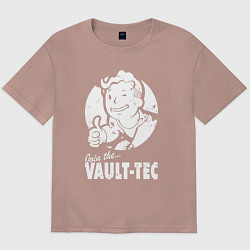 Футболка оверсайз мужская Vault boy - join the vault tec, цвет: пыльно-розовый