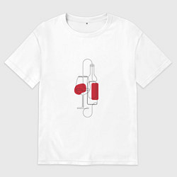 Футболка оверсайз мужская Вино контур, цвет: белый