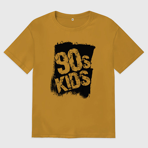 Мужская футболка оверсайз Дети девяностых / Горчичный – фото 1