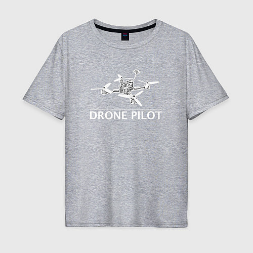 Мужская футболка оверсайз Drones pilot / Меланж – фото 1