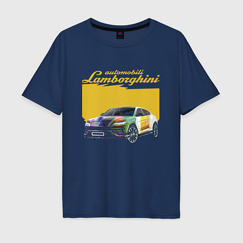 Мужская футболка оверсайз Lamborghini Urus - Italy / Тёмно-синий – фото 1