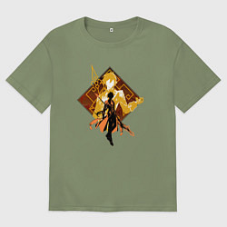 Футболка оверсайз мужская Силуэт Чжун Ли, цвет: авокадо