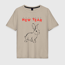 Мужская футболка оверсайз New year rabbit