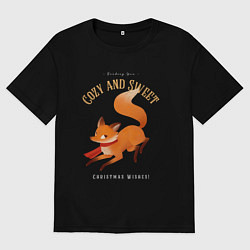 Мужская футболка оверсайз Лисенок в шарфе