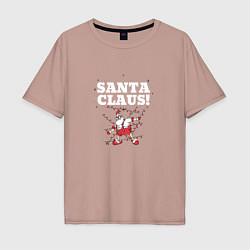 Мужская футболка оверсайз Санта в гирлянде