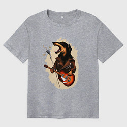 Футболка оверсайз мужская Такса рокер, цвет: меланж