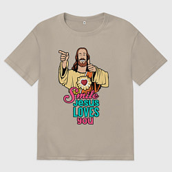 Мужская футболка оверсайз Jesus Christ love u