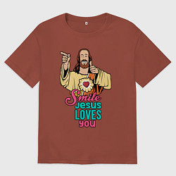Мужская футболка оверсайз Jesus Christ love u