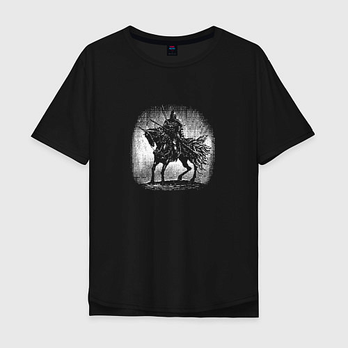 Мужская футболка оверсайз Воин на коне / Черный – фото 1