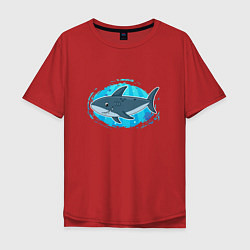 Футболка оверсайз мужская Мультяшная акула под водой, цвет: красный