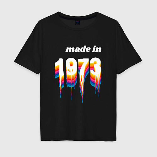 Мужская футболка оверсайз Made in 1973 liquid art / Черный – фото 1