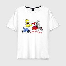 Мужская футболка оверсайз Гомер Симпсон гонится за кроликом