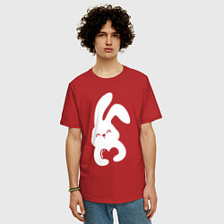 Футболка оверсайз мужская Lovely bunny, цвет: красный — фото 2