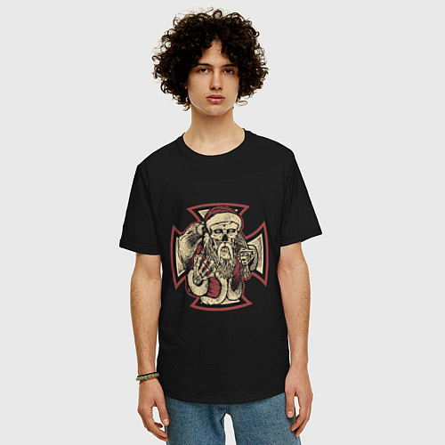 Мужская футболка оверсайз Skeletor Santa / Черный – фото 3