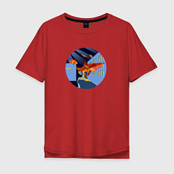 Мужская футболка оверсайз Летающие акулы в городе