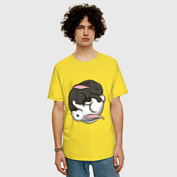 Футболка оверсайз мужская Кролики Инь-Янь, цвет: желтый — фото 2