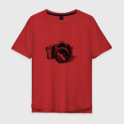 Футболка оверсайз мужская Рисунок фотоаппарата, цвет: красный